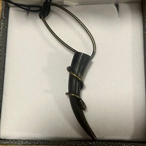 Vintage KIEN Canadian Designer Black Horn Pendant Necklace